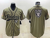 Men's Las Vegas Raiders Olive Salute to Service Team Big Logo Cool Base Stitched Baseball Jersey,baseball caps,new era cap wholesale,wholesale hats